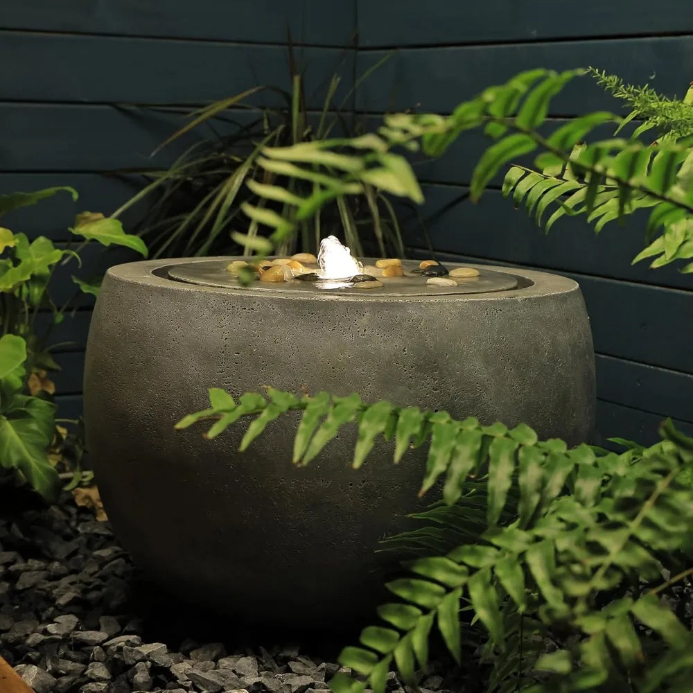 Garden Water Fountain with Lights and Pump for Outdoor Serenity