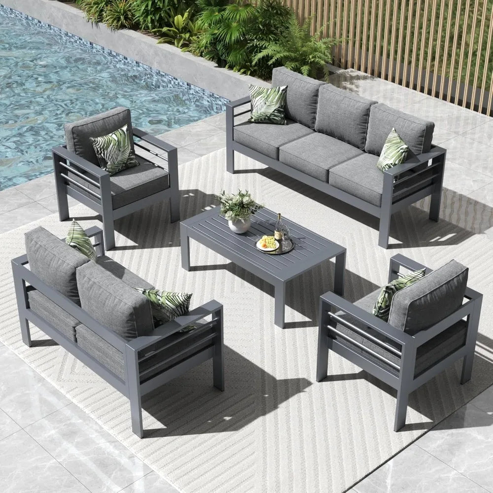 Modern Aluminum Patio Furniture Set for Elegant Outdoor Conversations