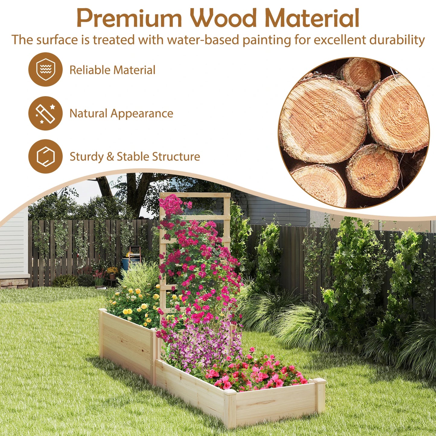 Stylish Raised Garden Bed with Trellis and Planter Boxes