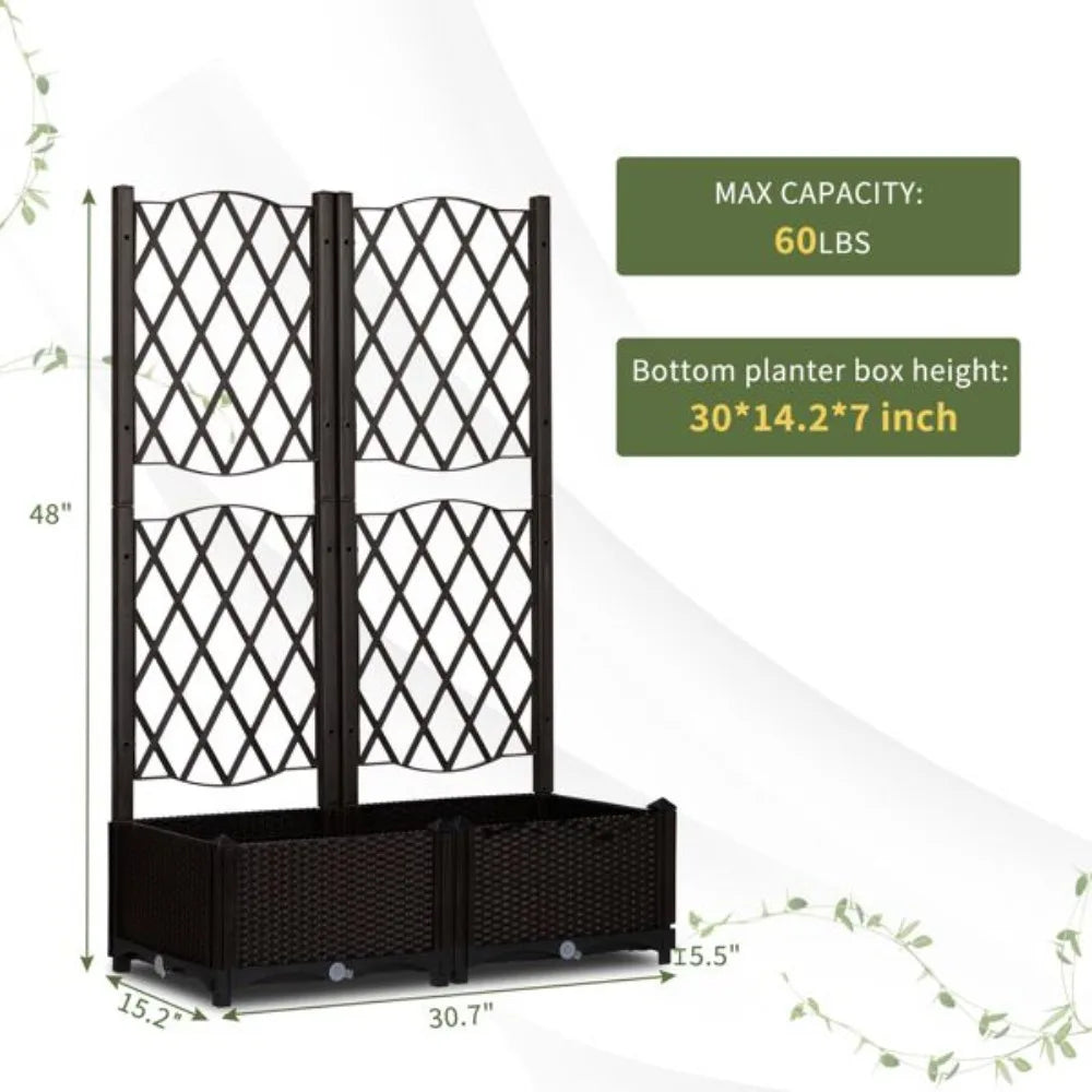 Wicker Trellis Planter Box for Beautiful Garden and Patio