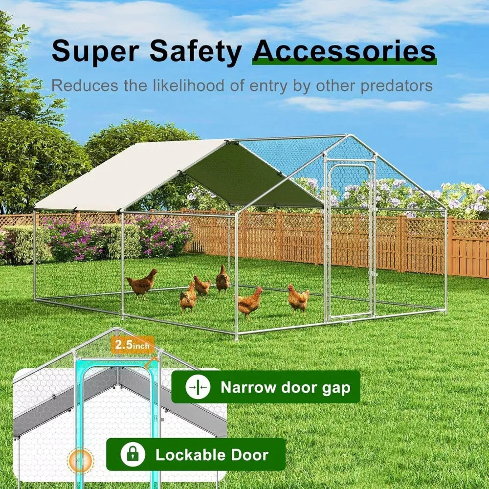Large Walk-In Chicken Coop with Waterproof Cover and Durable Design