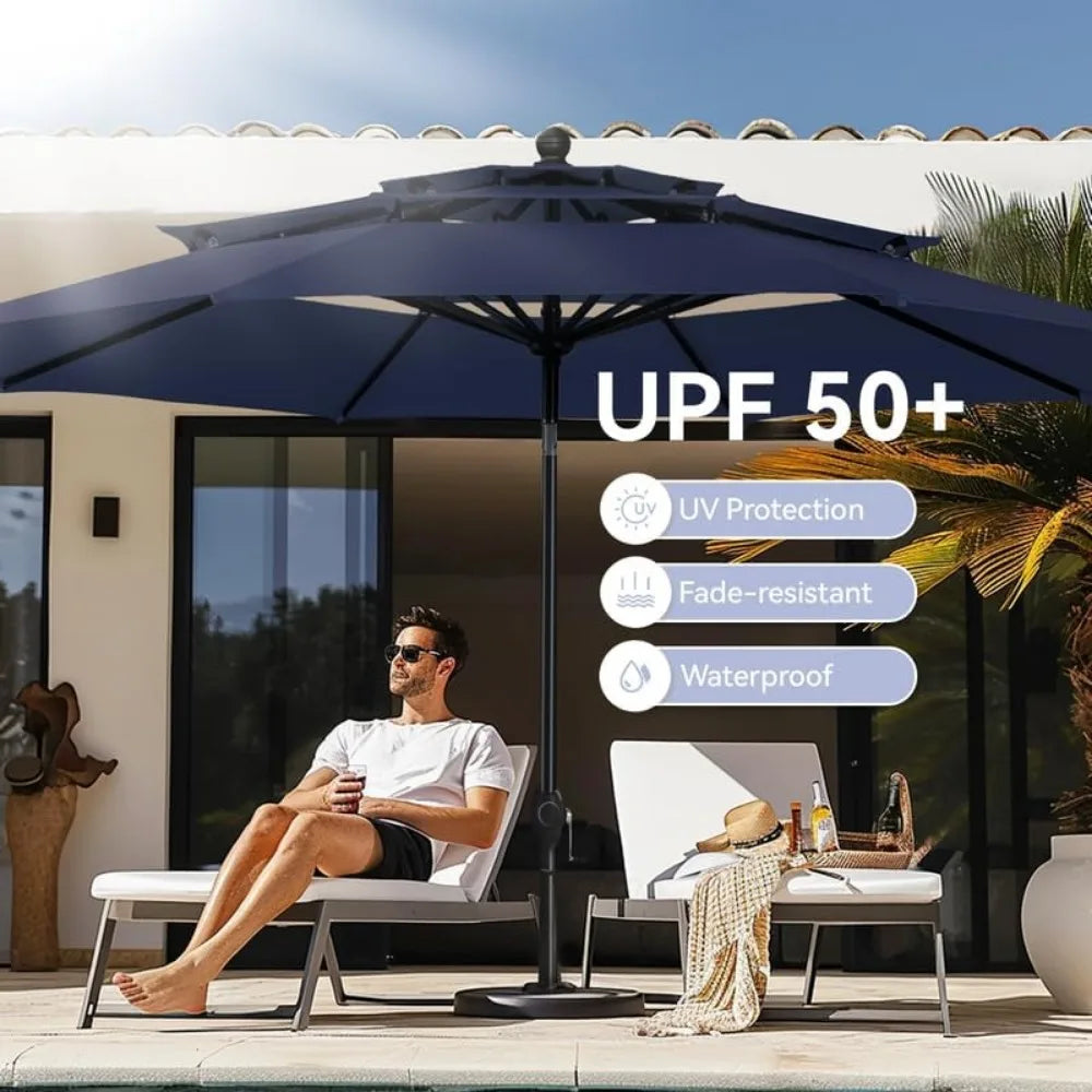 Outdoor Patio Umbrella with Auto-Tilt and UV Protection