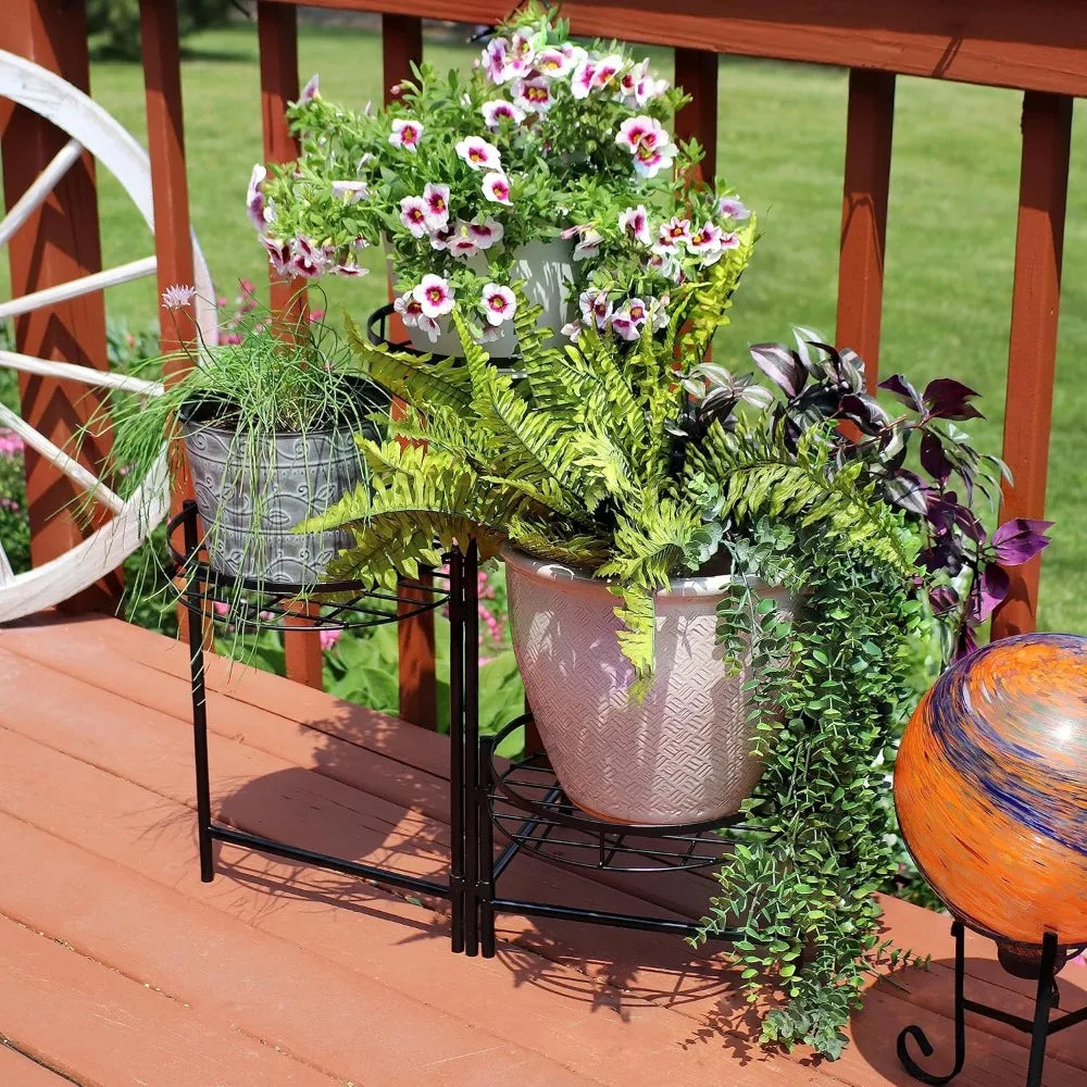 Metal 3-Tiered Plant Stand Set for Indoor Outdoor Use