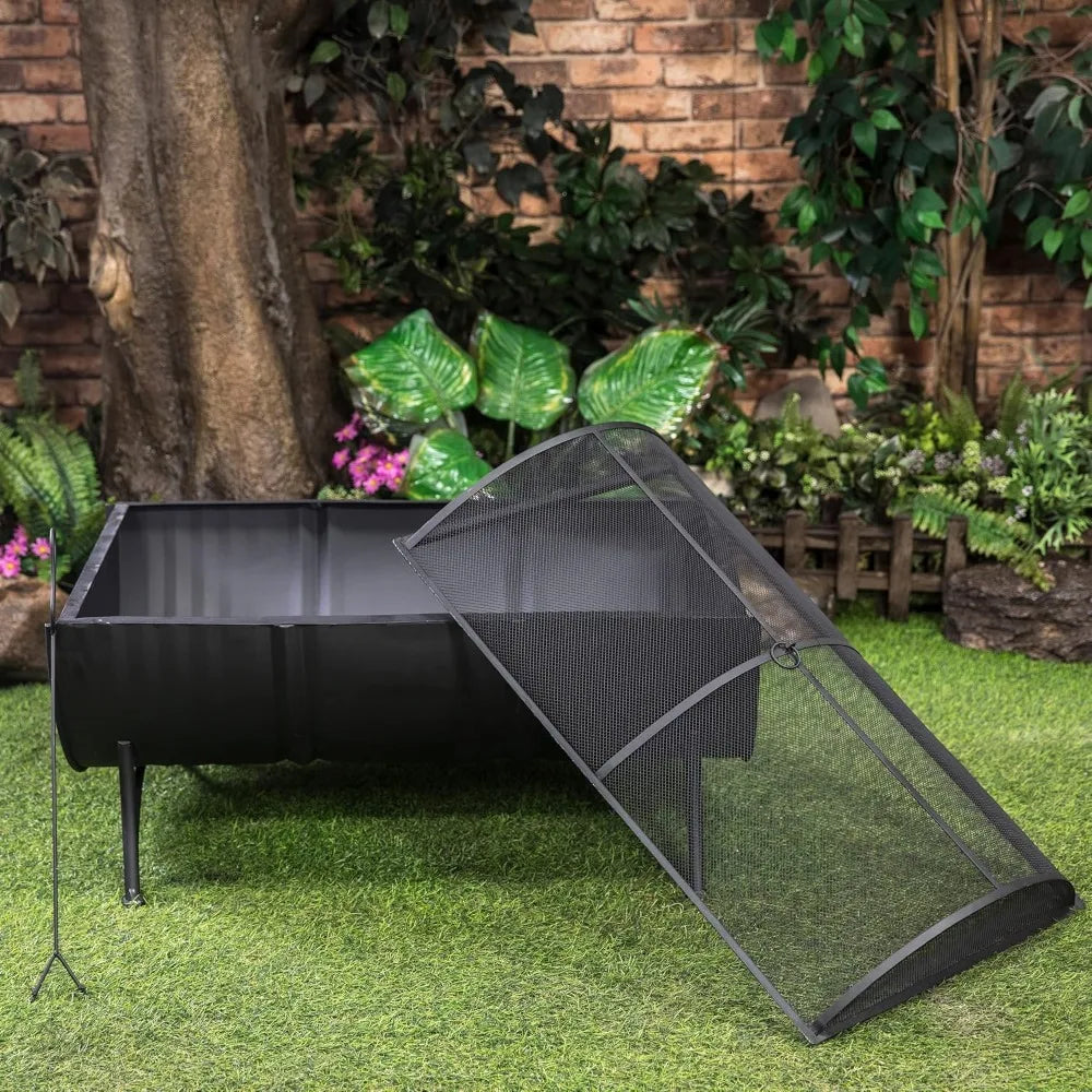 Large Oval Barrel Wood Burner Firepit for Outdoor Enjoyment