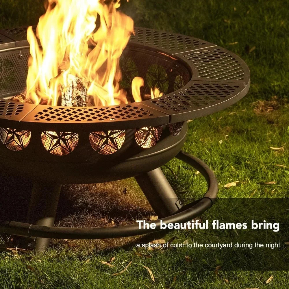 Outdoor Fire Pit with Cooking Grill for Backyard Gatherings