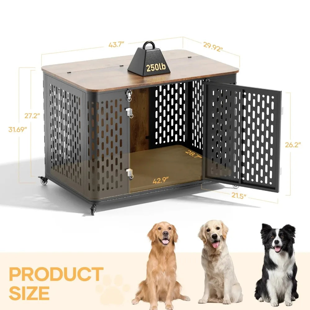 Large Indestructible Metal Dog Kennel for High Anxiety Dogs