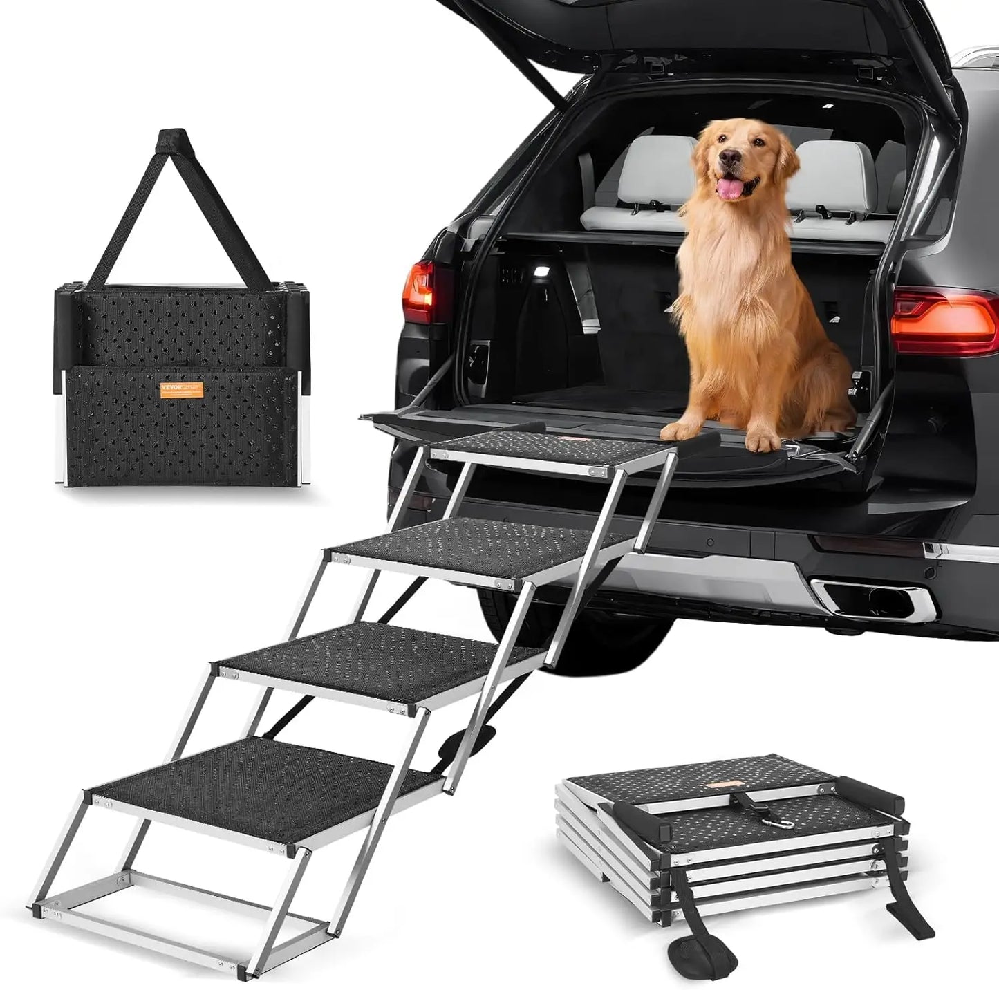 Folding Dog Car Steps with Nonslip Surface for Easy Access