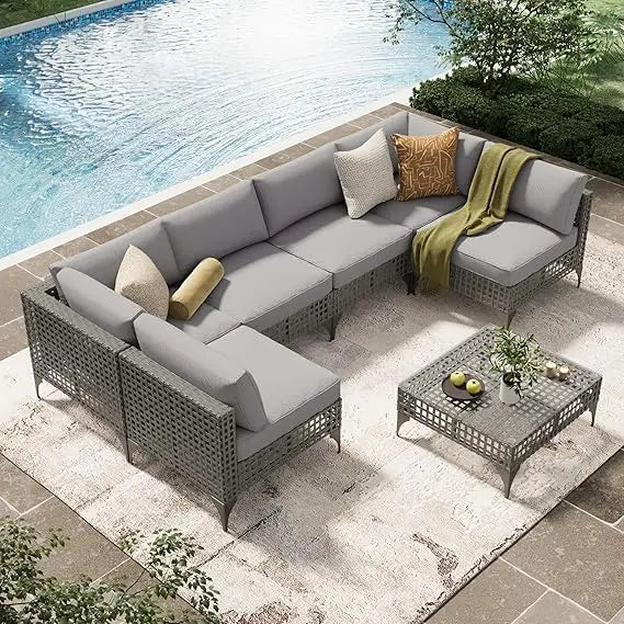 U-MAX Modern Outdoor Sectional Sofa Set with Cushions