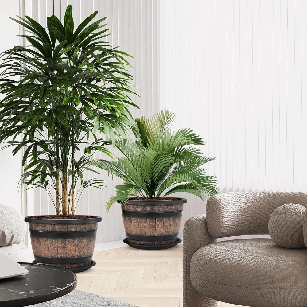 4 Pack Garden Pots with Drainage Holes for Indoor Outdoor Use