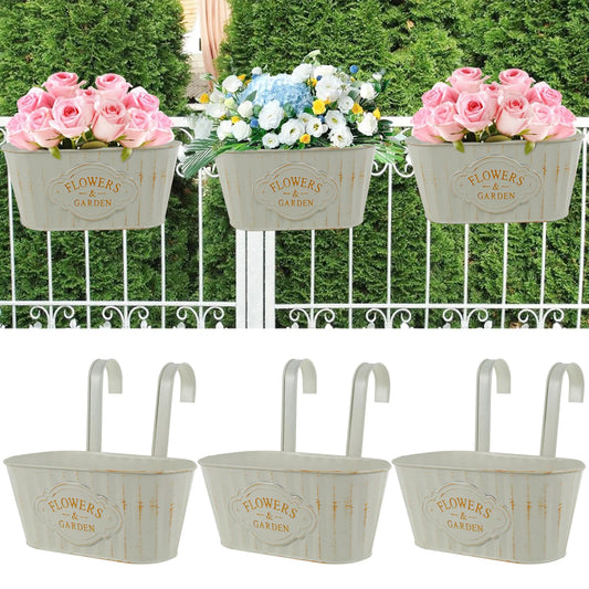 Hanging Flower Pots Metal Wall Planter for Indoor Outdoor Use