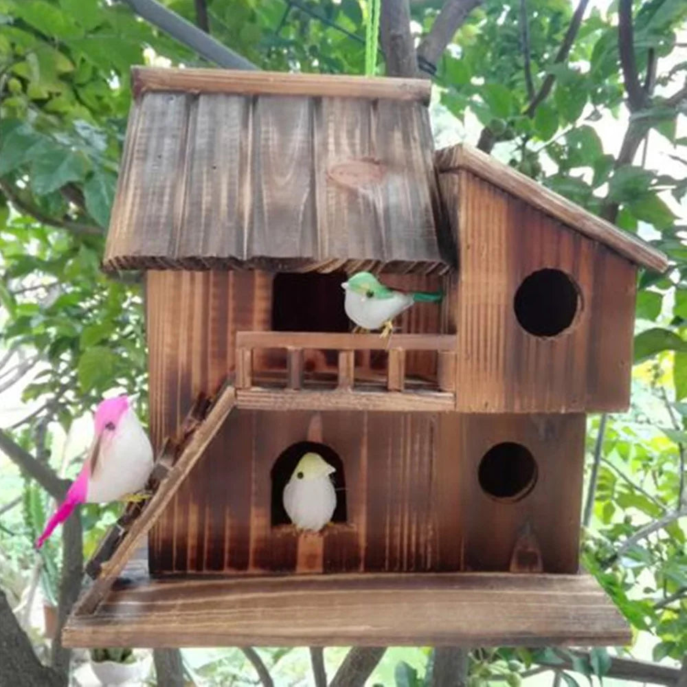 Wooden Hanging Cage House Toy for Pet Birds and Squirrels