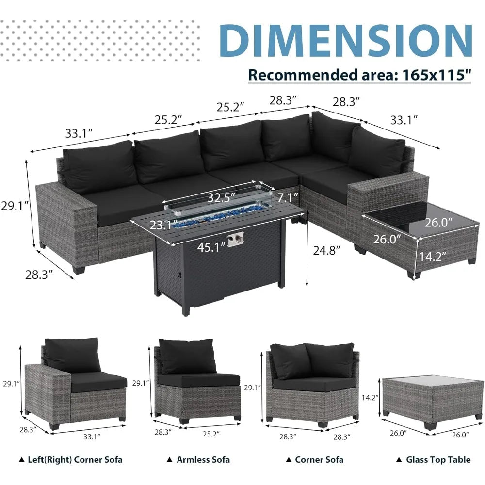 Outdoor Patio Furniture Set with Fire Pit Table for Relaxation