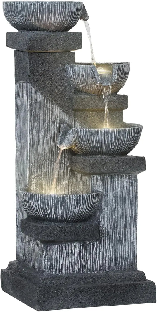 Elegant Outdoor Water Fountain with LED Lights for Garden Decor