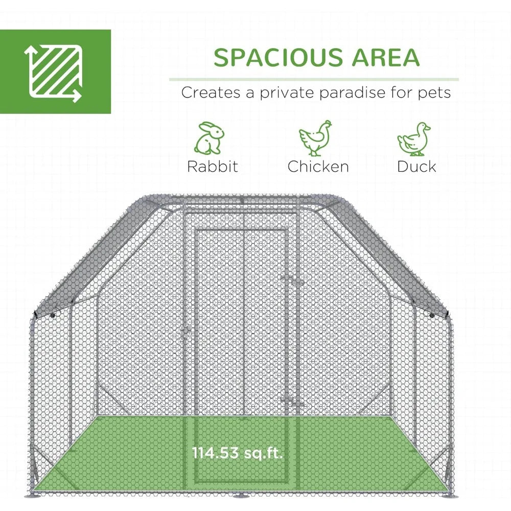 Metal Chicken Coop With Waterproof Cover And Spacious Design