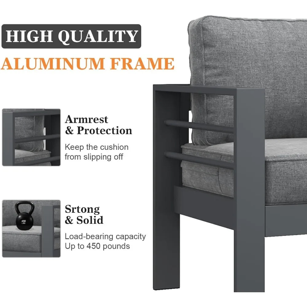 Modern Aluminum Patio Furniture Set for Elegant Outdoor Conversations