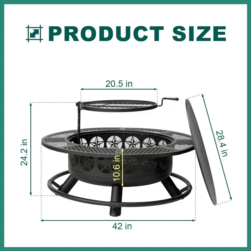 Multi-Functional Outdoor Fire Pit With Cooking Grill
