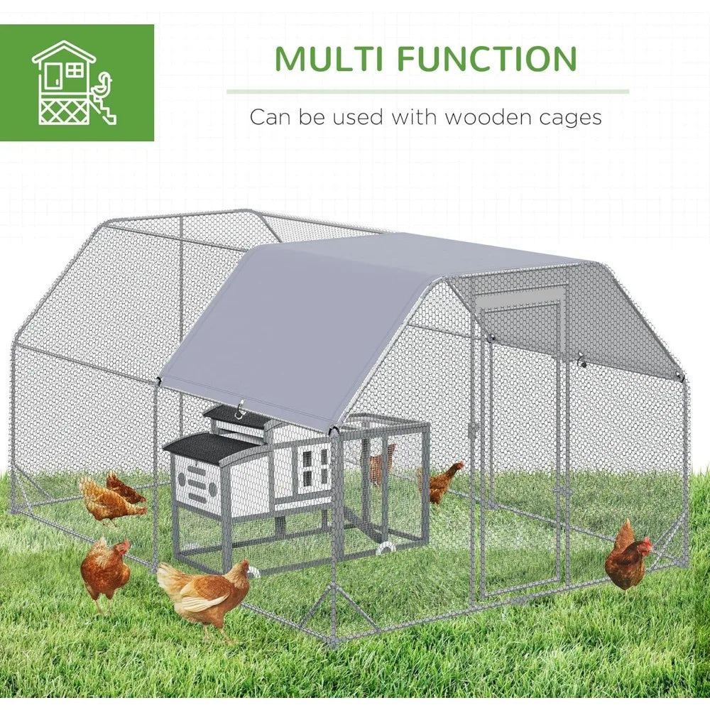 Metal Chicken Coop With Waterproof Cover And Spacious Design