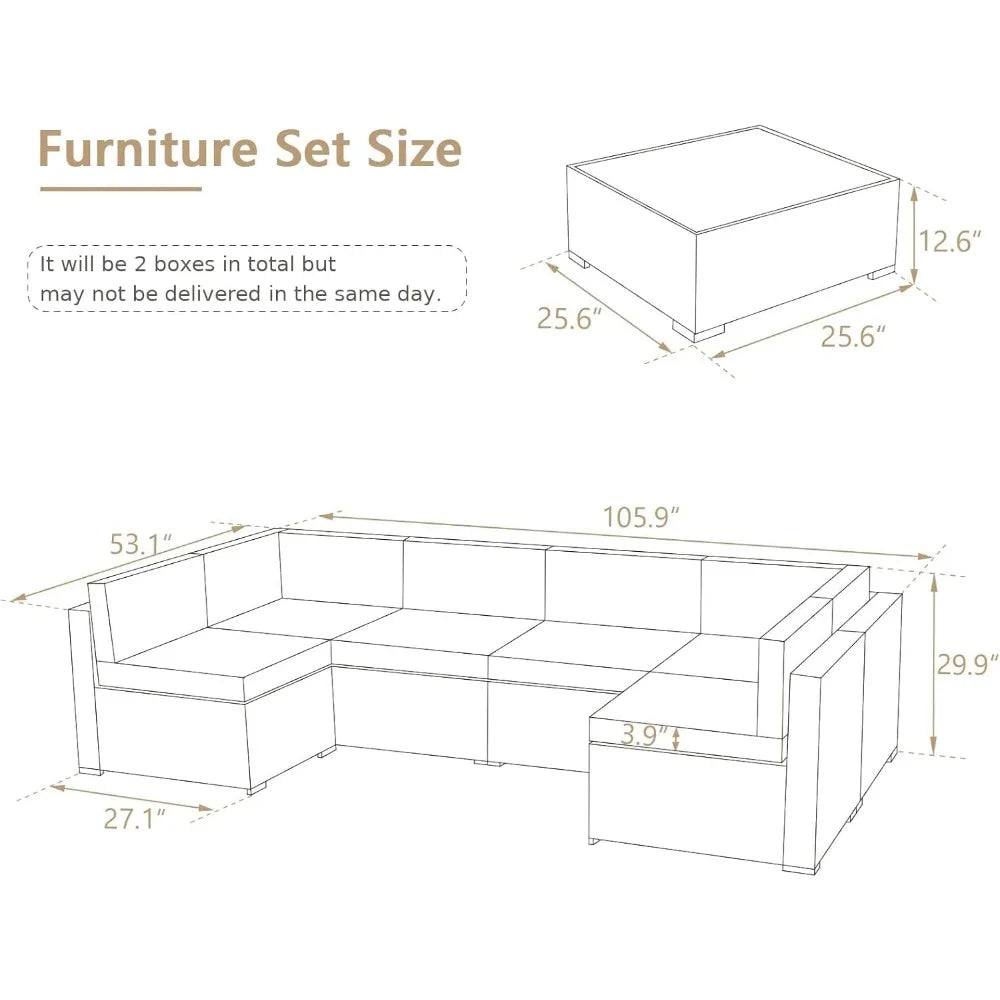 U-MAX Modern Outdoor Sectional Sofa Set with Cushions