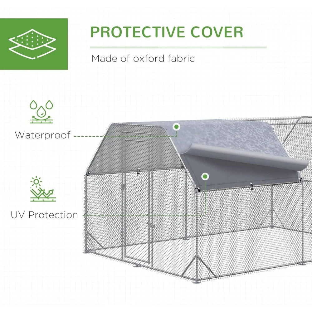Metal Chicken Coop With Waterproof Cover And Spacious Design