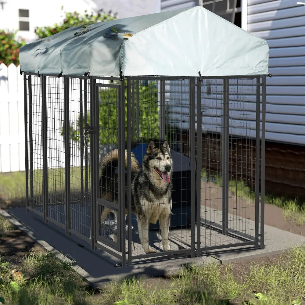 Heavy Duty Large Dog Kennel with Protective Roof and Secure Lock
