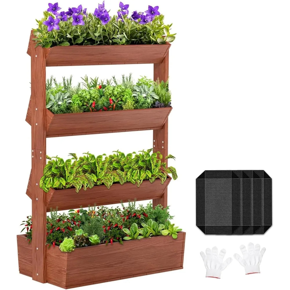 Wooden Vertical Raised Garden Bed for Flowers and Plants
