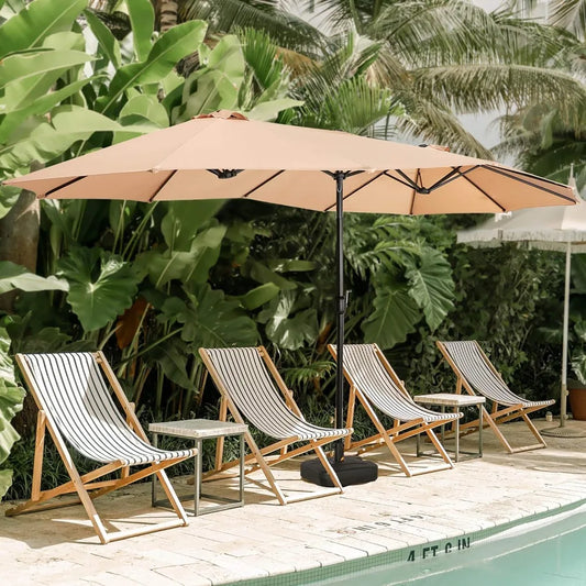 Double-Sided Outdoor Umbrella with Tilt and Crank For Comfort