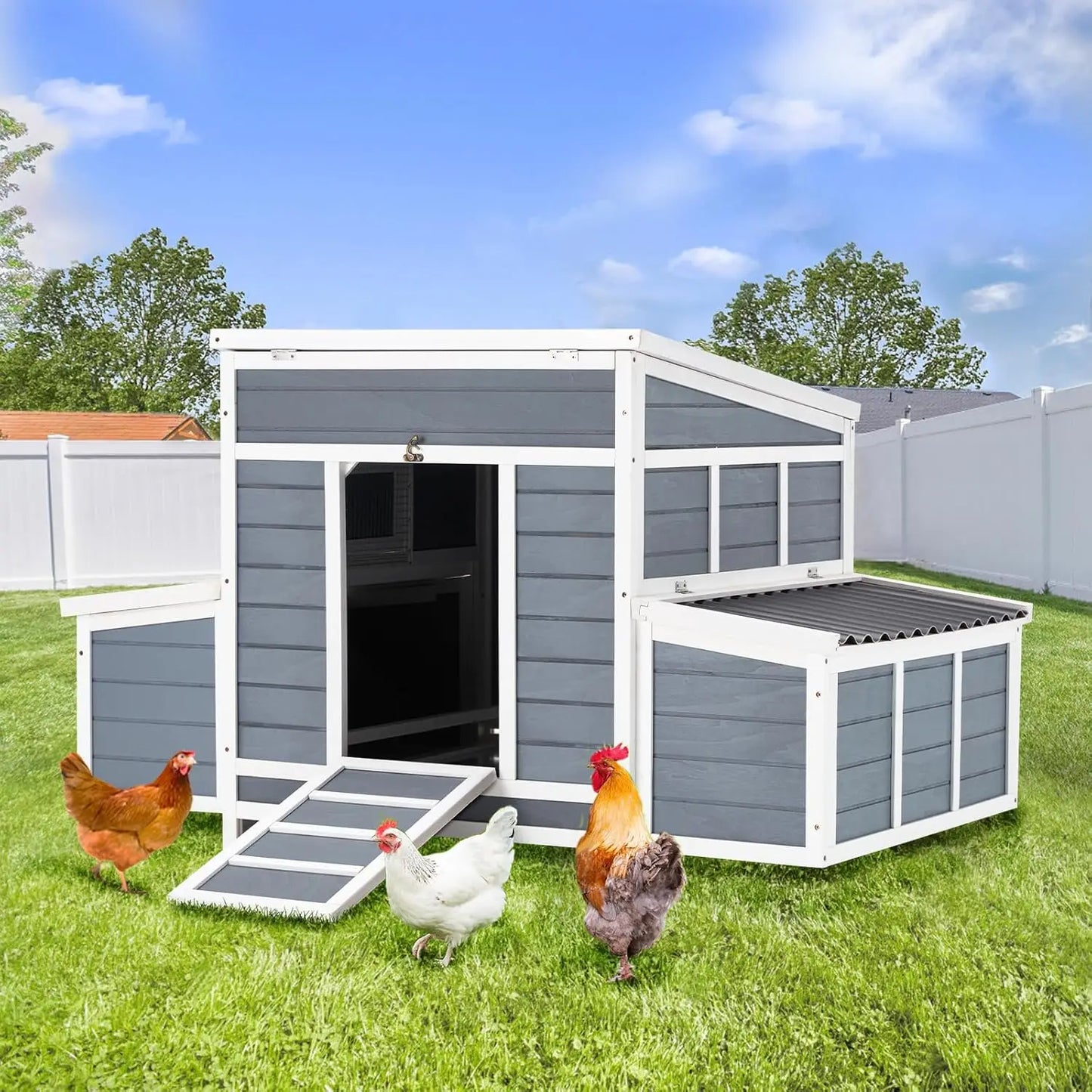 Large Wooden Chicken Coop with Nesting Boxes for Outdoor Use