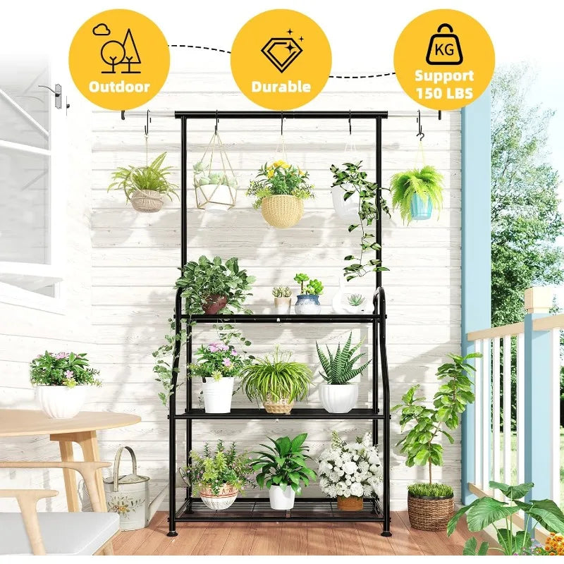 Heavy Duty Metal Plant Stand for Indoor and Outdoor Use