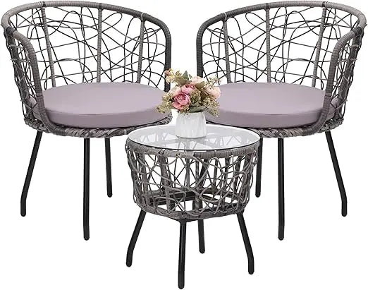 Patio Rattan Bistro Set for Outdoor Conversation and Relaxation