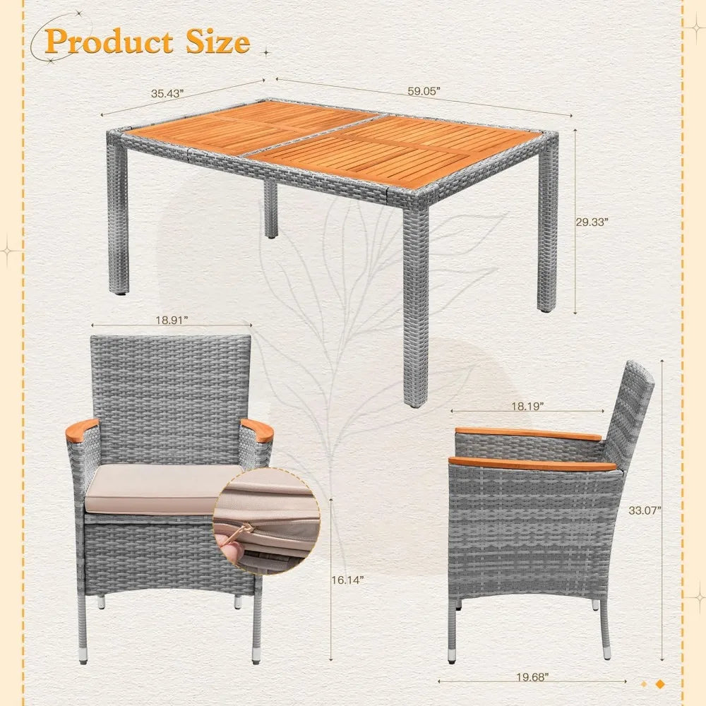 Modern 7 Piece Outdoor Dining Set with Soft Cushions