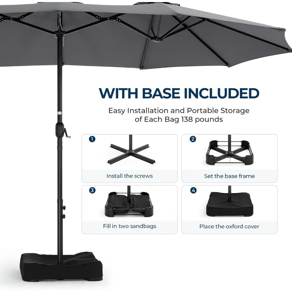 Large Double Sided Patio Umbrella for Outdoor Spaces