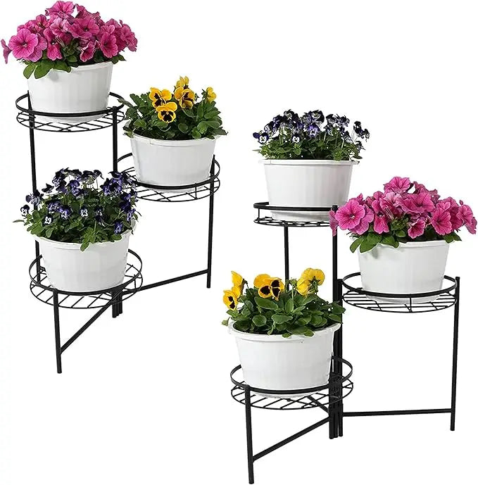 Metal 3-Tiered Plant Stand Set for Indoor Outdoor Use