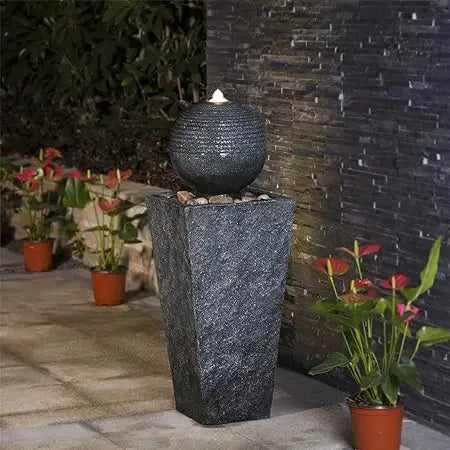 Ceramic Outdoor Water Fountain With LED Light And Pump