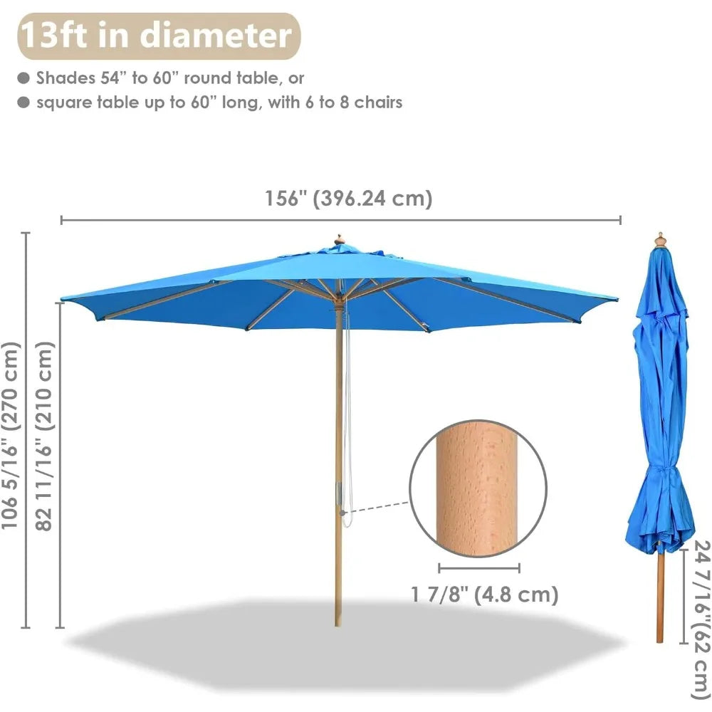 Wooden Outdoor Patio Umbrella for Garden and Beach Enjoyment