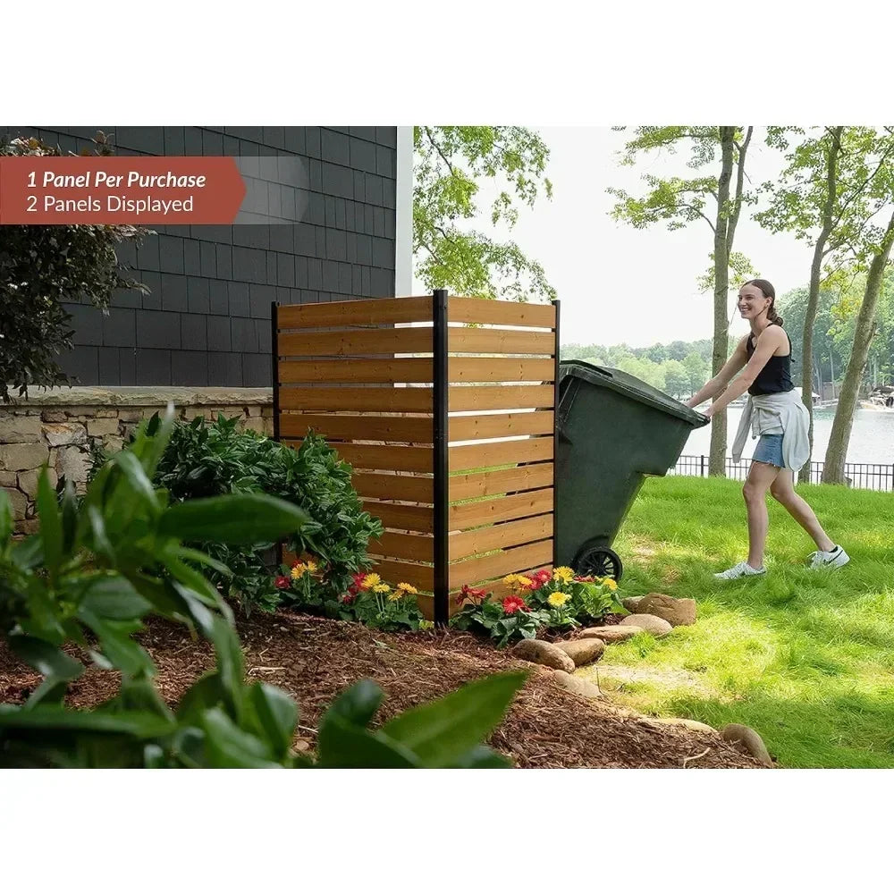 Concord Wood Outdoor Privacy Fence Screen for Trash Can Concealment