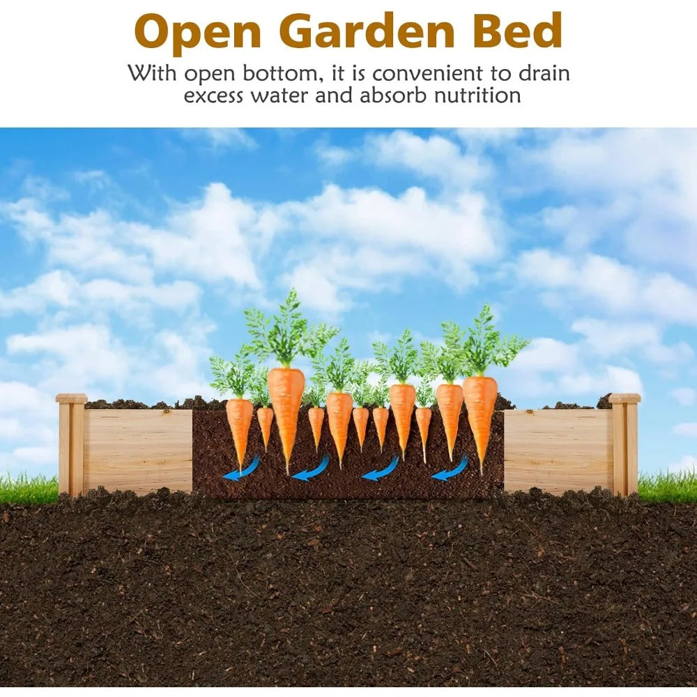 Wooden Raised Garden Bed Planter Box Kit for Outdoor Plants
