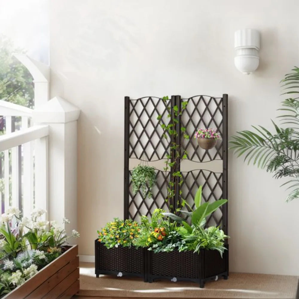 Wicker Trellis Planter Box for Beautiful Garden and Patio