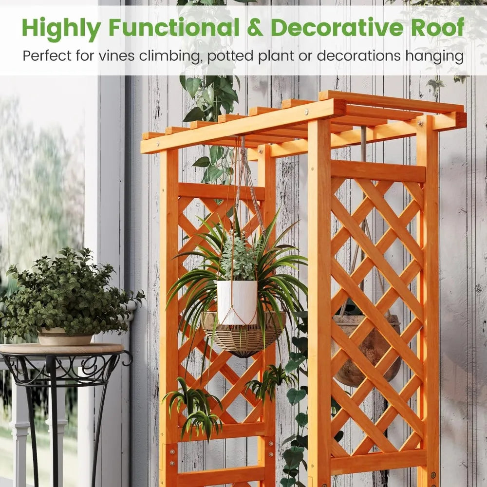 Elevated Raised Garden Bed with Trellis and Drainage Features