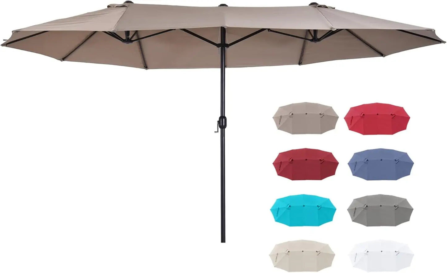 Double-Sided Patio Umbrella with Crank Handle for Outdoor Shade