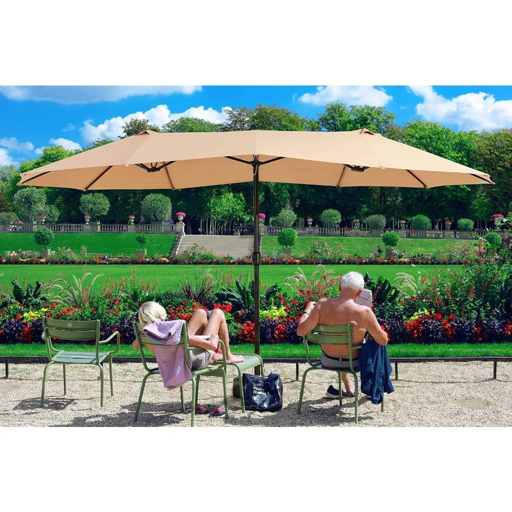 Double-Sided Outdoor Umbrella with Tilt and Crank For Comfort