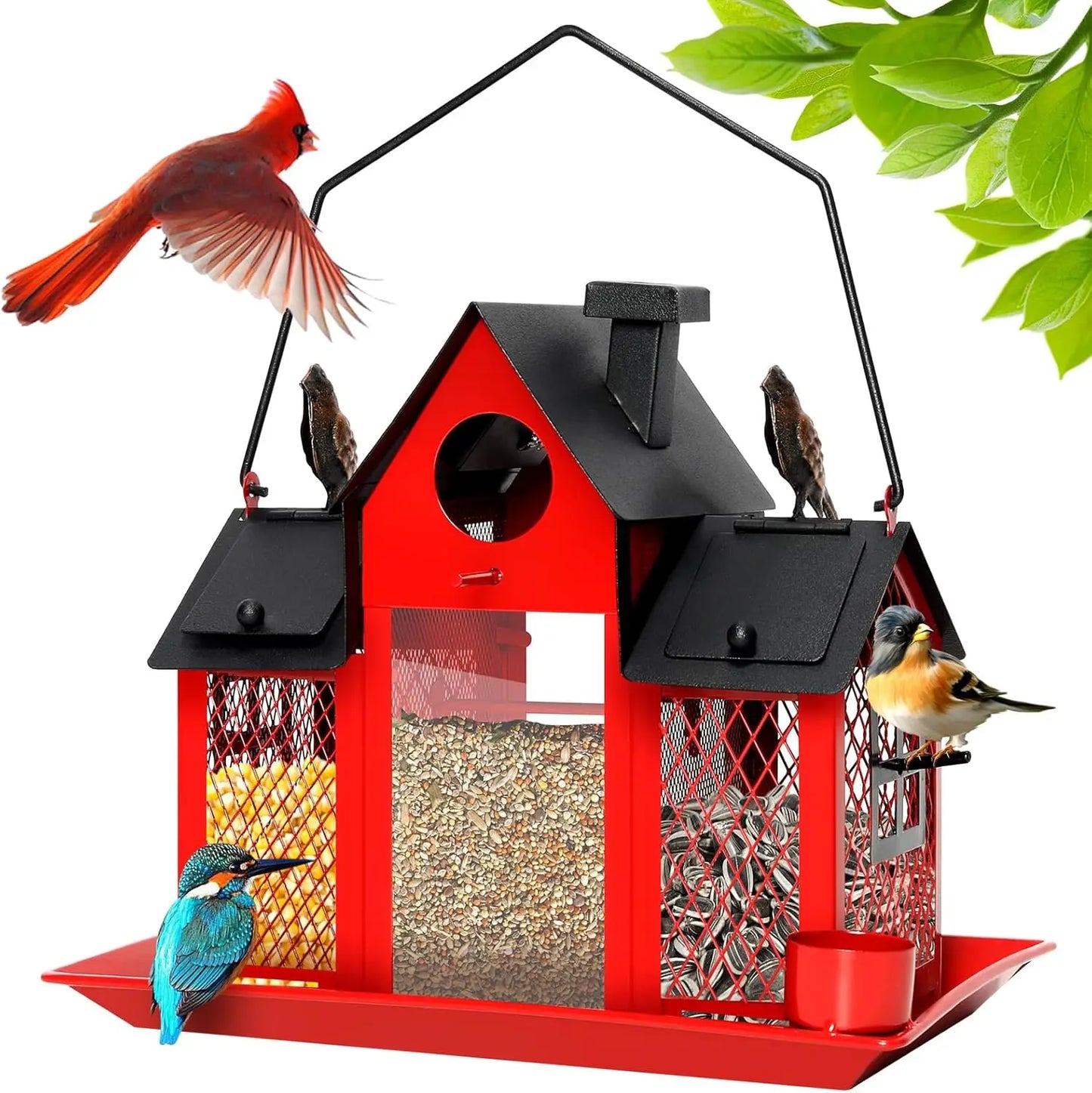 Solar Bird Feeder House Squirrel Proof Outdoor Hanging Design