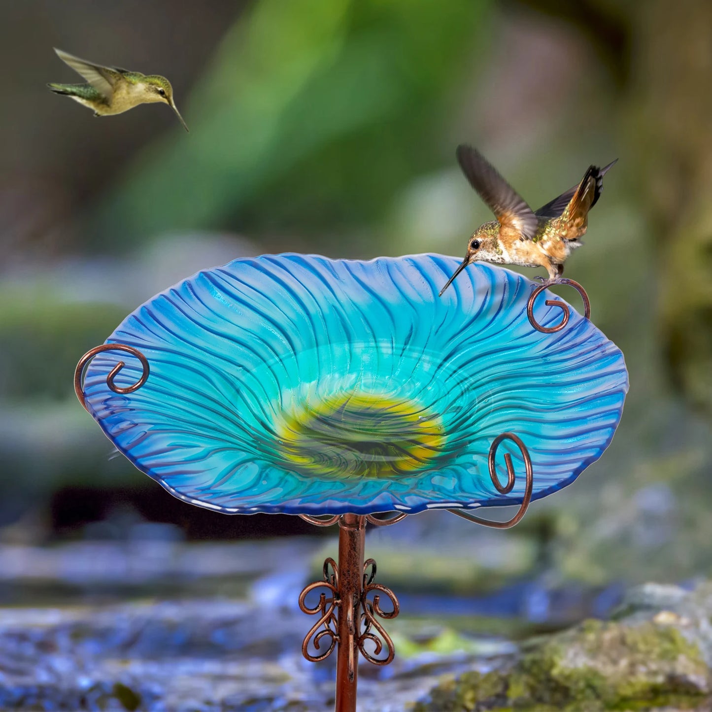 Elegant Glass Bird Bath for Yard Garden Decoration