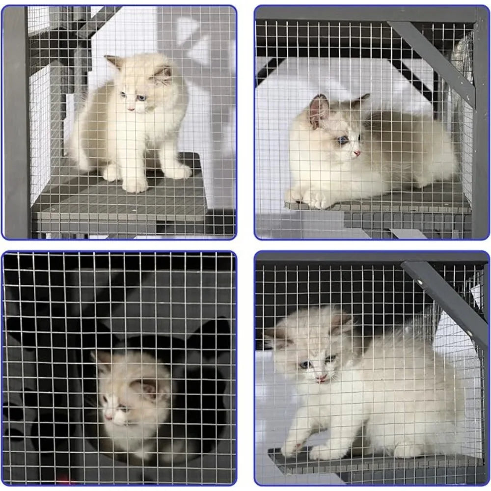 Outdoor Wooden Cat House with Weatherproof Enclosure for Active Cats