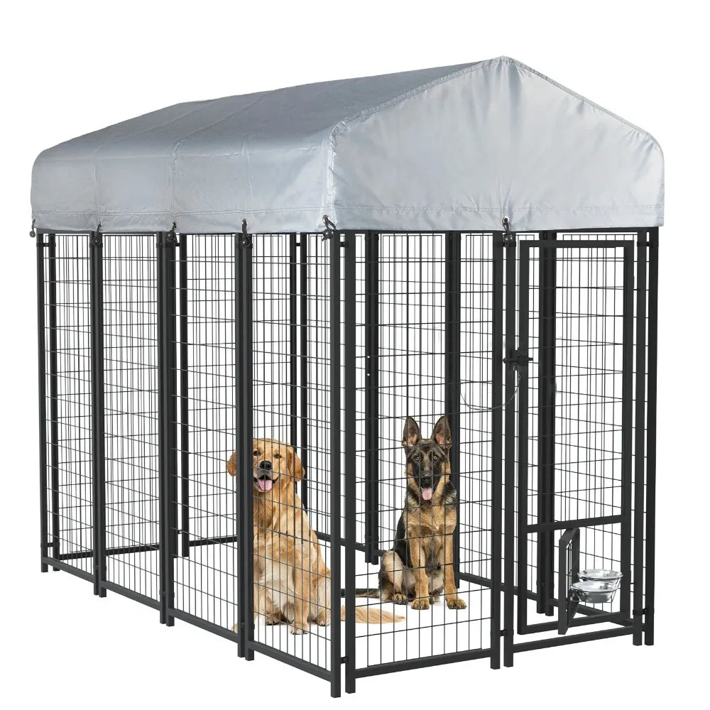 Heavy Duty Large Dog Kennel with Protective Roof and Secure Lock