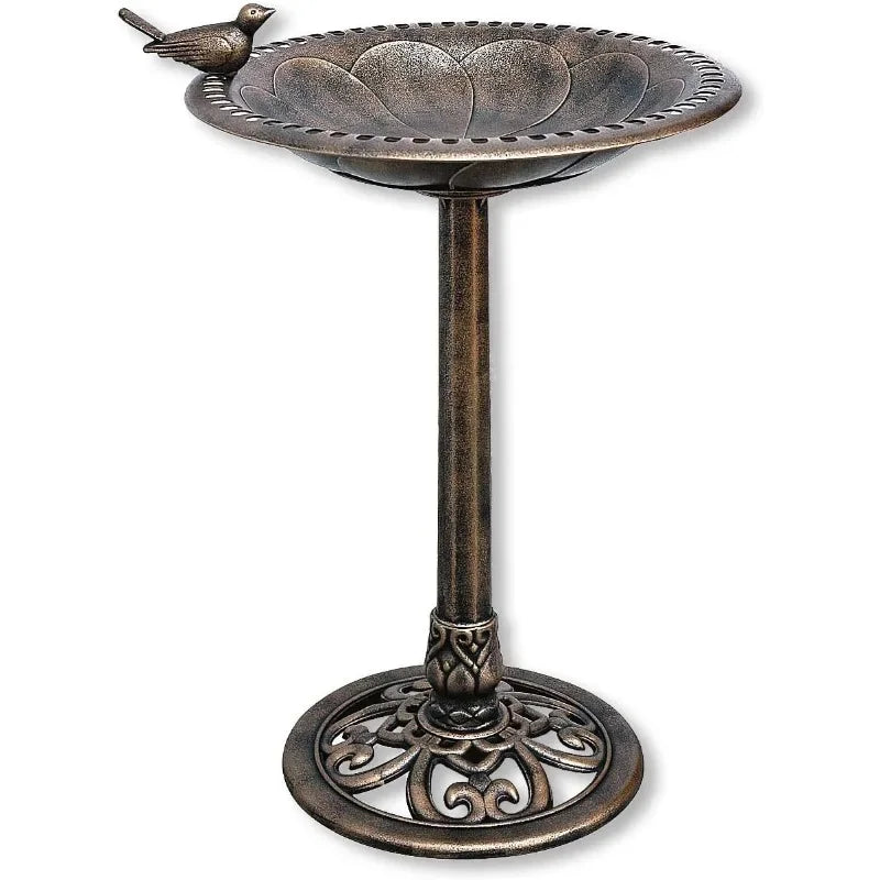 Authentic Outdoor Garden Bird Bath in Durable Bronze Finish