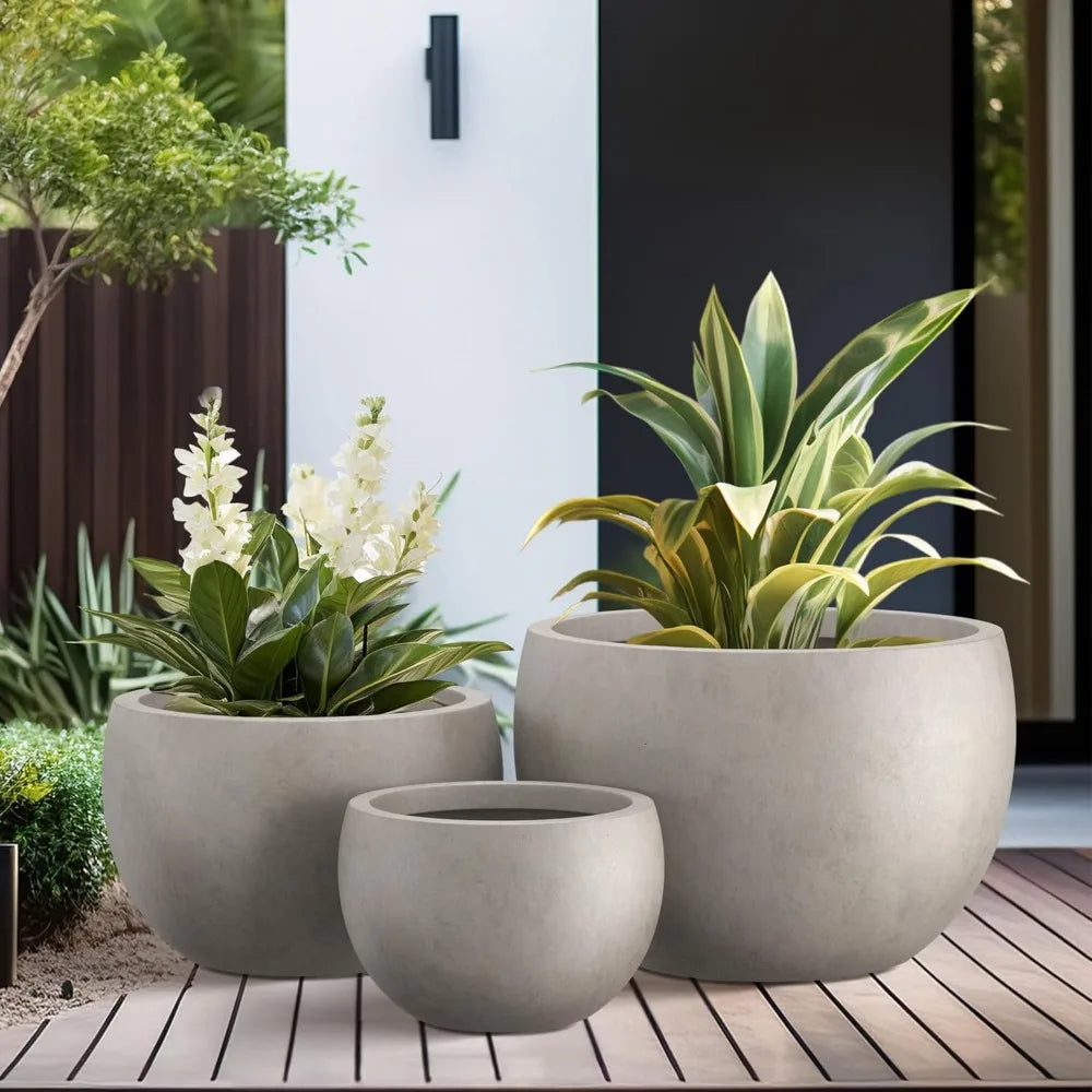Stylish Concrete Plant Pots Set for Indoor and Outdoor Use