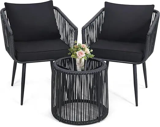Patio Rattan Bistro Set for Outdoor Conversation and Relaxation