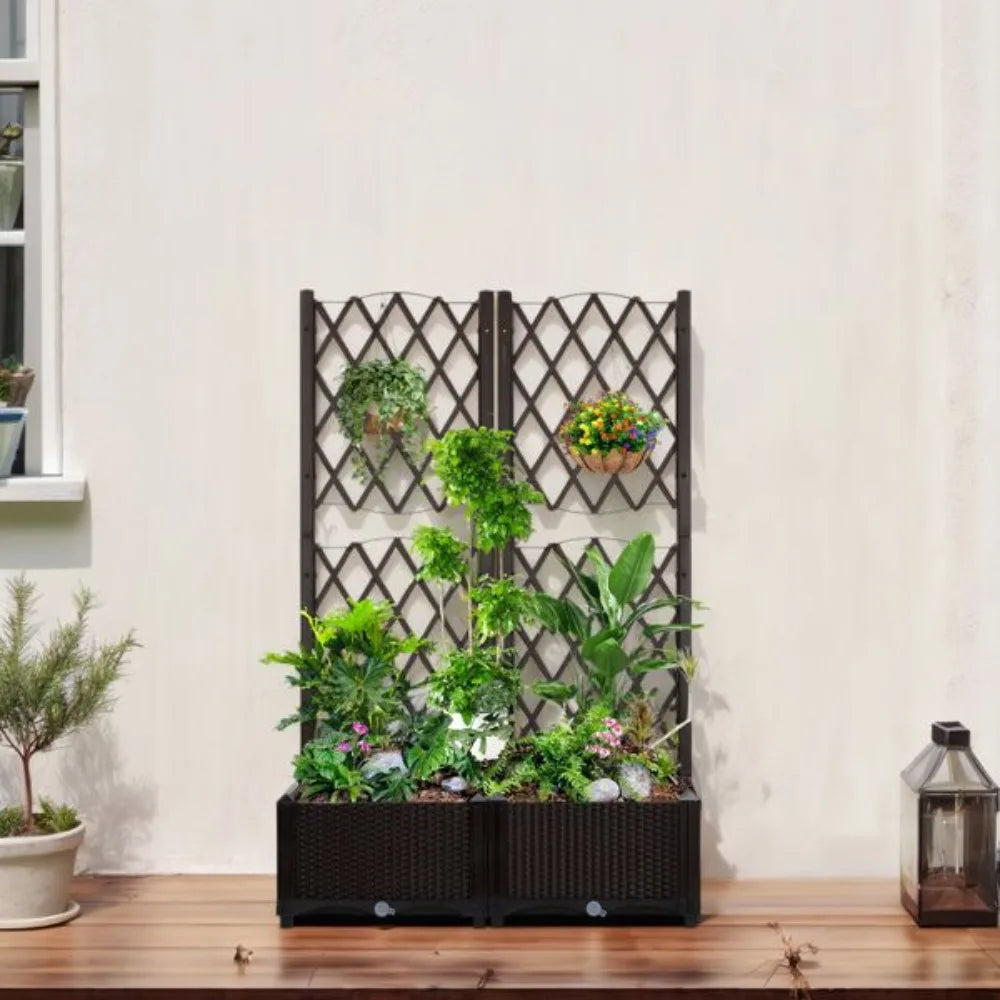 Wicker Trellis Planter Box for Beautiful Garden and Patio
