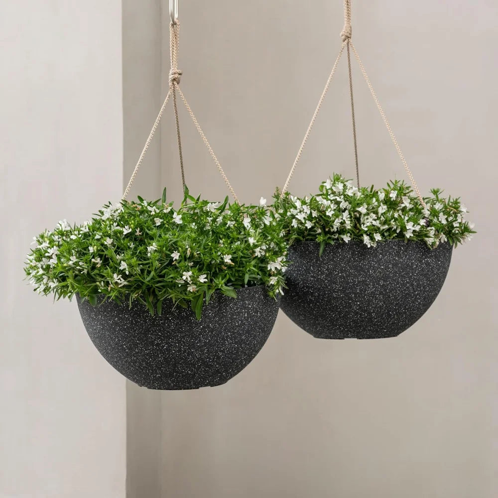 Large Outdoor Hanging Planters Set of Two for Patio