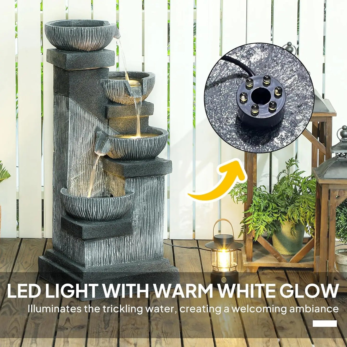 Elegant Outdoor Water Fountain with LED Lights for Garden Decor